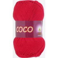 Пряжа COCO (КОКО), Vita Cotton (Индия), 240м, 50гр, 100% мерсеризованный хлопок, 3856 - Красный
