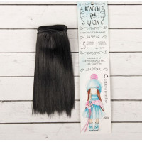 Волосы - трессы для кукол Прямые длина волос 15см, ширина 100см, цвет №1 черный