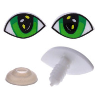 Глаза винтовые раскосые с заглушками (безопасные) 25х15 мм, цвет зеленый, 1 пара