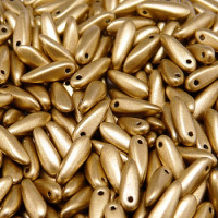 Dagger Beads (Лепестки) - Бусины чешские стеклянные 3х10мм, 01710 - хрусталь светло-золотой металлик матовый (25шт)