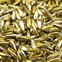 Dagger Beads (Лепестки) - Бусины чешские стеклянные 3х10мм, 26441 - хрусталь янтарный-золотой полупрозрачный (25шт)