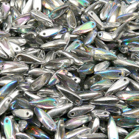 Dagger Beads (Лепестки) - Бусины чешские стеклянные 3х10мм, 98530 - хрусталь радужный-серебряный полупрозрачный (25шт)