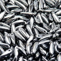 Dagger Beads (Лепестки) - Бусины чешские стеклянные 3х10мм, 23980L - гематит непрозрачный (25шт)
