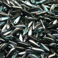 Dagger Beads (Лепестки) - Бусины чешские стеклянные 3х10мм, 22501 - черный цельзиан непрозрачный (25шт)
