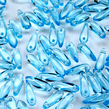 Dagger Beads (Лепестки) - Бусины чешские стеклянные 3х10мм, 60020 - аквамарин прозрачный (25шт)