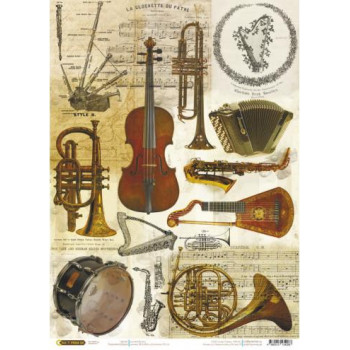 Рисовая бумага для декупажа Craft Premier Музыкальные инструменты А3, Арт. CP04266, 1 лист