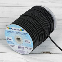 Эластичный шнур -- 4мм -- с текстильным покрытием (шляпная резинка) - 039 чёрный, 1м