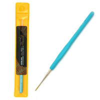 Крючок для вязания 1.0мм - Maxwell - металлический, золотой кончик, резиновая ручка, 1шт