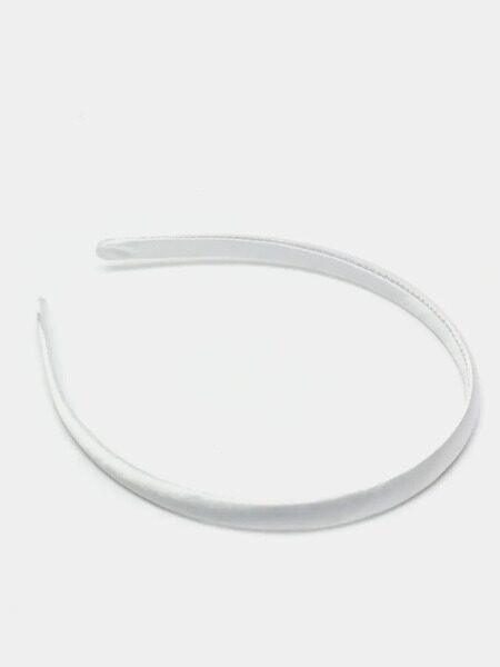 Ободок 10 мм, пластик с атласной тканью SF-1465, белый, 1шт